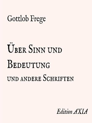 cover image of Über Sinn und Bedeutung und andere Schriften